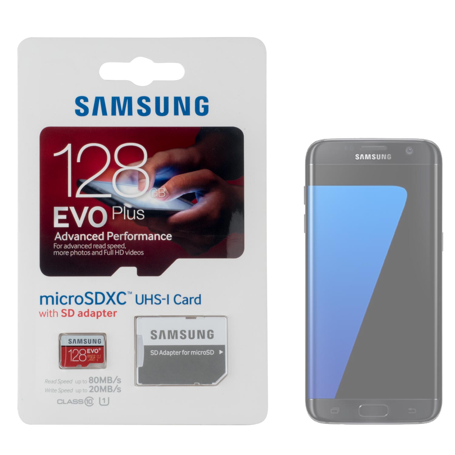 Samsung 128 GB microSDXC Speicherkarte f Samsung Galaxy S7 Edge + Adapter
